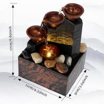 Tabletop Fountain Waterfall Indoor Cascading Resin-Rock Waterfall Fountain with LED Light Multifunct Home Ornament Craft black
