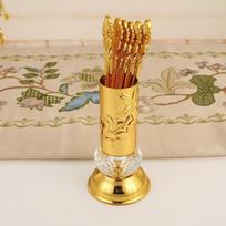 European coffee spoon storage cup tulip spoon set dessert household ornament alloy cake spoon tableware beige