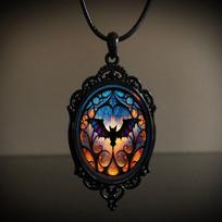 Pendant Retro Gothic Crow Cross Witch Halloween Ornament Necklace 50CM black