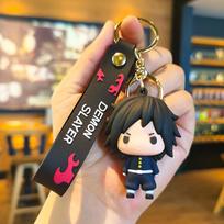 Anime Q version Demon Slayer PVC keychain cute Nezuko Agatsuma Zenitsu character bag pendant car anime accessories keychain white