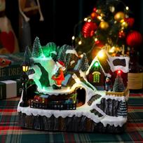 Christmas Decoration Glowing Music Box Window Ornaments New Year Gift Double Turn Little Train Santa Claus Decoration white