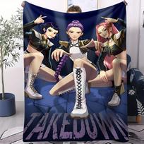 K-Pop-Demon-Hunters Blanket Hot Anime Flannel Blanket Fan Gift Suitable for Home Leisure Camping Travel Multifunctional Blanket 100x150cm gray