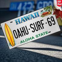 Hawaii Oahu Surf  Aloha State Vintage License Plate Style Aluminum Metal Sign Retro Tropical Beach Surfing Souvenir Wall Art D 15x30cm(5.9x7.8inch)
