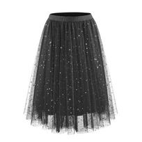 Spring Summer Single-layer Skirts Tutu Skirts Puff Skirts Star and Moon Sequin Multi-panel Tulle  Fluffy Layered Tulle Tutu Skirt L juoda