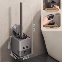 Suction Cup Toilet Brush Holder - No Dead Corner Cleaning gray