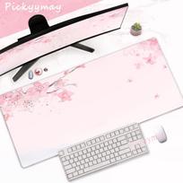 Office Mouse Pads Pink Sakura Gaming Mousepads Cherry Blossom Large Mousepad Gamer Rubber Mat Company Desk Pad For Gift 900x400x2MM white