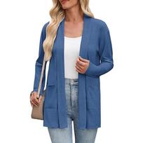 Comfortable Loose Fit Cardigan Women Long Sleeve Lightweight Open Front Design Breathable Wrinkle Resistant Daily Wear S karališkos mėlynos spalvos