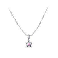Pandora Pink crown set, 925 silver synthetic cubic zirconia necklace, same style for men and women, couple model ZT2024102514A sidabras