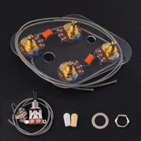 FLEOR LP gitaros paruoštas laidų rinkinys 2T2V 500K potenciometrai ir atskiras 3 padėčių jungiklis black