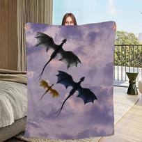 F-Fourth W-Wing Dragon Blanket Flannel warm comfort soft plush blanket For Picnic Beds Sofas Homes And Bedrooms 75x90cm