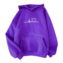 Graphic Hoodies For Women Cute Pullover Long Sleeve Sweatshirts Letter Printed Hooded Tops Fall Winter L violetinė