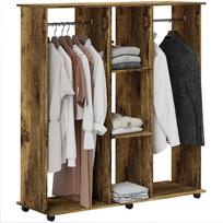 Drabužinė mobilus laikymo baldas 6 ratukai 120 x 40 x 128 cm rudas medienos 120 x 40 x 128 cm