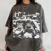 Gangster Cats T-Shirt Vintage Black Cat Streetwear Graphic Tee XXXXL gray