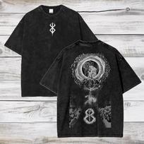 Anime Berserk TShirt Hip Hop Streetwear T Shirt Guts Washed T-Shirt Summer Men Casual Loose Short Sleeve Harajuku S