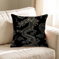 Fashion Black Dragon Pillow Cover For Bedroom Room And Living Room Sofa Decorative Cushion Cover 40cmx40cm(16x16Inch)