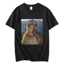Thinking Funny Monkey Meme Graphic T Shirts Unisexs Unisexs High Street Fashion Trend Tshirt Summer Casual Loose Cotton Tshirts 4XL