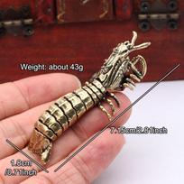 Brass Mantis Shrimp Figurine Desktop Ornament Marine Organism Lobster Small Statue Micro landscape Decoration Crafts Accessories auksas