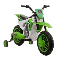 Kids Electric Motocross Bike 12V Green with Training Wheels
