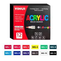 Acrylic Paint Pens 12/24/36/48/60 Colors Non-fading Non-toxic Markers for Rock Wood Glass Art Painting Beginner Use 12 Colors