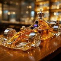 Kūrybingos lenktyninio automobilio formos stiklinės viskio dekanterio aukšto borosilikatinio stiklo vyno butelio baro reikmenų ornamentas Racing yellow cap