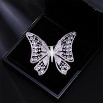 Women's Light Luxury Design Elegant Inlaid Zircon Butterfly Brooch Fashionable And Versatile Niche Design Sense Brooch black