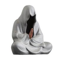 Yousheng Sitting Buddha Statue Tea Pet Ceramic Faceless Zen Figurine Handmade Kung Fu Tea Set Feng Shui Decor for Home Office Meditation Desk Ornament A pilka