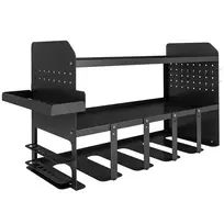 2 pakopų sodo įrankių organizatorius, stovas sodo įrankiams su kabliukais, šoniniu skyriumi, iki 50 kg, 61,8 x 23 x 32,7 cm, juodas