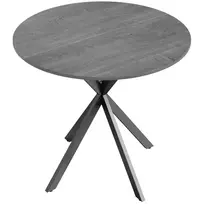 Apvalus virtuvės stalas, 80 cm, kompaktiškas stalviršis, medžio drožlių plokštė, metalas, pilka
