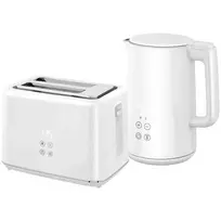 HOMCOM virdulys ir skrudintuvas, 1,5 l virdulys ir skrudintuvas 2 skrudinimo riekelėms, 2200 W pusryčių rinkinys su 7 skrudinimo lygiais, atitirpinimo ir pašildymo funkcija, automatiniu išjungimu ir LED indikatoriumi, baltas