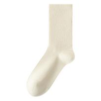 Autumn Maillard Women's Pure Cotton Over-the-Knee Retro Anti-Odor Scrunched Socks for Fall and Winter One Size (35-40) white