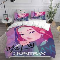 K-POP Bedding Set D-Demon H-Hunters 3D Printed Duvet Cover Set Soft Single Double Queen Size Bed For Birthday Gift For Girls Eu Single 135x200cm pink