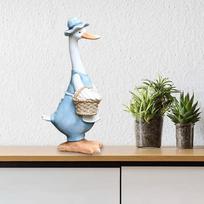 Hand Painted Garden Statue Cute Resin Duck Sculpture Yard Backyard Decor gray