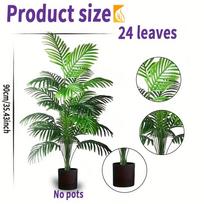 2PCS 24Leaves Areca palm simulation green plants realistic artificial trees suitable for bedroom living room outdoor decoration none green