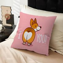 Lovely Welsh Corgi Cushion Cover Polyester Sofa Cushions Decorative Throw Pillows Home Decoration Pillowcover 30cmx30cm white