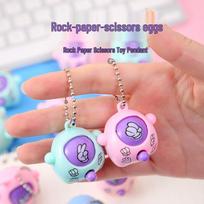 Mini Face-Changing Rock-Paper-Scissors Egg Keychain Toy - Creative Gift beige