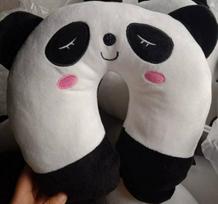 Creative PP Cotton Cartoon U-Shaped Neck Pillow - Cute Expression for Travel One Size 28cm gray