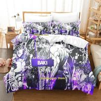 Baki Hanma 3D Anime Bedding Set Single Twin Full Queen King Size Duvet Cover Bed Sheet Set for Adult Kid 70x133cm 2pcs gray
