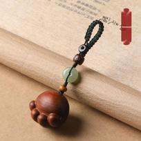 Lucky Cat Paw Sandalwood Keychain - Cute Cartoon Soft Pendant Ornament for Women beige