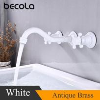 BECOLA Double Handle Three Holes  Bathroom Faucet Antique Bronze Home Improvement Accessories Brass Bathroom Faucet 360 Rotation balta