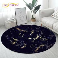 Colour Nordic Black Gold Blue Marble Round Area Rug,Circle Carpet Rug for Living Room Bedroom Sofa Decor, Floor Mat Kitchen Mat Diameter 60cm gray