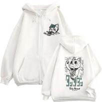 Anime Dandadan Turbo Granny Cute Print Hoodie Men Women Casual Long Sleeve Sweatshirt Tops Fleece Oversized Coats Hooded S white