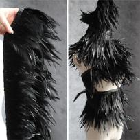 50x10cm Natūralios Juodos Plunksnos Apdailos Juosta Pasidaryk Pats Siuvimo Meno Mados Drabužiai Šventė Vestuvės Plumas Amatai Dekoracija Plunksnų Apdaila