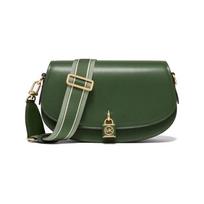 MICHAEL KORS Mila classic leather messenger bag saddle bag shoulder crossbody bag medium dark green medium size žalia