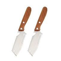 Stainless Steel Scallion Shredder with Wood Handle Julienne Slicer for Ginger & Herbs Fish Scaler Bottle Opener Rust-Proof Essential Kitchen 2pcs brown