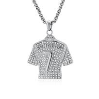 European and American Football World Cup No. 7 and No. 10 Jersey, Gold-plated Full Diamond Titanium Steel Necklace, Personalized Hip-hop Pendant 60cm beige