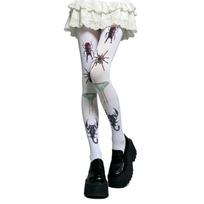 Fantazijos vorai, vabzdžių raštas, nepermatomos pėdkelnės moterims, japoniškos, elegantiškos, gotikinės, grunge, baltos pėdkelnės, tamprės 1 balta