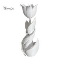 Pure White Home Accent 3D Printed Tulip Figurine, Solid Flower Statue, Integrated Molding Decorative Smooth Line Sculpture Ornament, Sturdy Art Decor balta