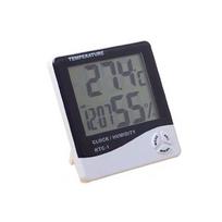 HTC-1 Large Screen Indoor Electronic Household Temperature and Humidity Meter Alarm Clock HTC-1 with battery [A-89]] gray
