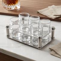 Stainless Steel Serving Display Tray 6 Holes Glass Cup Rack Durable Wine Glass Tray  Kitchen sidabras