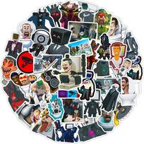 10/30/50pcs Cartoon Skibidi Toilet Cameraman Stickers Funny Graffiti Sticker DIY Phone Scrapbook Skateboard Decals for Kids Toy gray